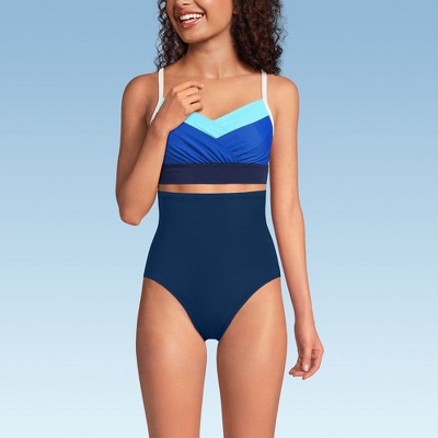 Lands' End Women's Slender Suit Pleated Tankini Top