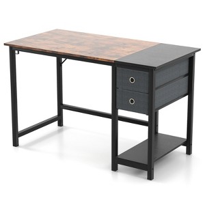 Tangkula 48-Inch/55-Inch Home Office Desk Modern Computer Workstation with 2 Drawers Hanging Hook & Storage Shelf - 1 of 4