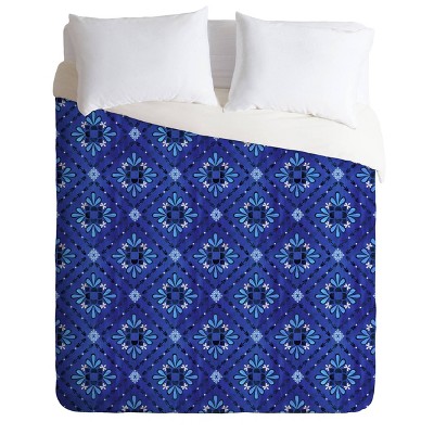 Queen/Full Schatzi Brown Boho Tile Comforter Set Blue - Deny Designs
