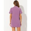 cheibear Women's Notched Collar Button Down Pajama Shirt Dress with Pocket - 3 of 4
