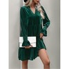Women’s Elegant Velvet Long Sleeve Dress Casual Fall V Neck A Line Babydoll Flowy Formal Wedding Party Mini Dress - 4 of 4