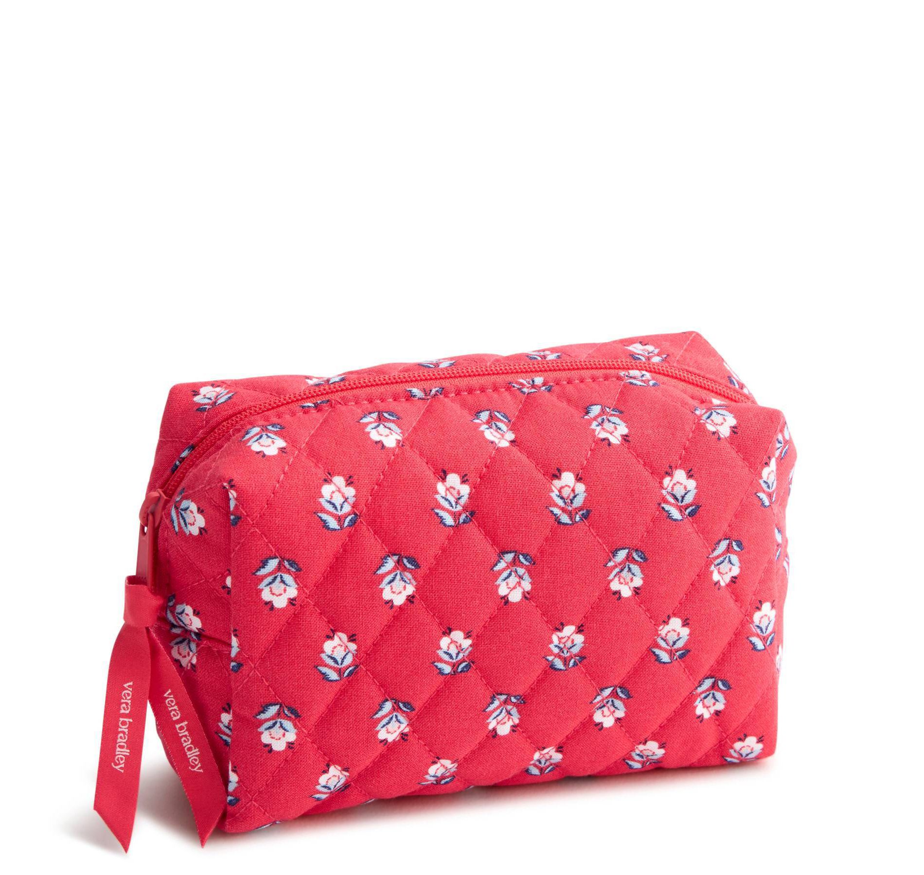Vera Bradley Hibiscus Bluebell Ditsy Essential Small Storage Travel Pouch - Red