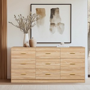 ORRD Modern 9-Drawer Dresser for Bedroom - Wide Natural Wood Chest, Sturdy & Safe Storage Furniture - 1 of 4