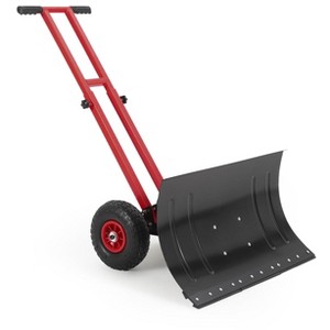 Snow Shovel with Wheels, Heavy-Duty Steel Blade, 5-Position Angling Blade, Rubber Wheels & Double Handle, Back-Saving Snow Plow - 1 of 4
