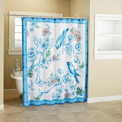 Lakeside Chinoiserie Shower Curtain - Decorative Paisley Bath Privacy Curtain