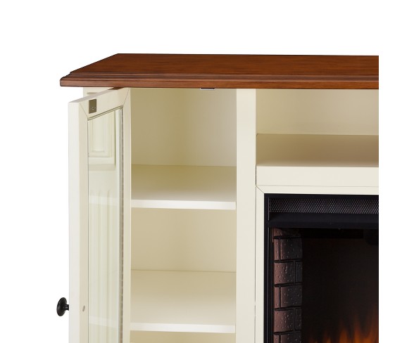 Captio Electric Fireplace TV Stand Antique White - Aiden Lane