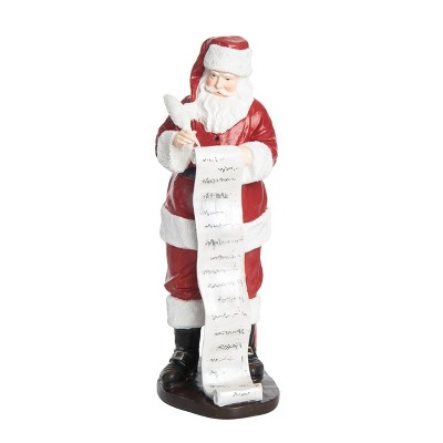 Transpac Resin 14.75 in. Multicolored Christmas Santa with List Decor