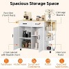 43 In Bar Cart Rolling Cart, Wide Wood Countertop Kitchen Island Table with 2-Door Cabinet 2 Storage Drawers Spice Rack, Towel Rack and Rollers - 4 of 4