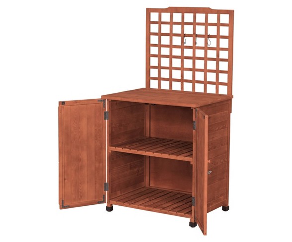 HardwoodPotting Table With Storage - Brown - Leisure Season