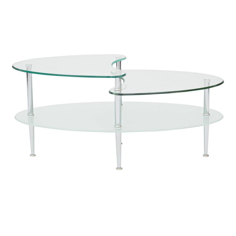Glass Oval Living Room Metal Coffee Table - Saracina Home, 4 of 10