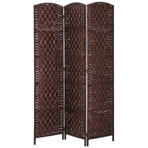 HOMCOM 6' Tall Wicker Weave 3 Panel Room Divider Privacy Screen - 1 of 4