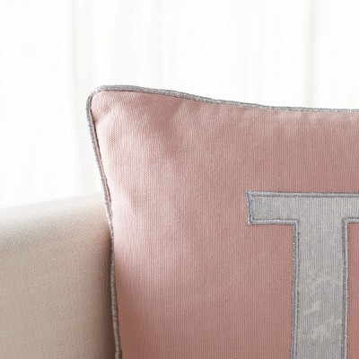 Blush Pink Joy Holiday Tree Embroidered Rectangular Pillow