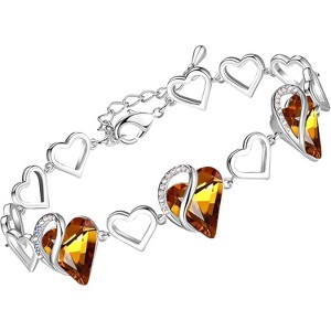 Adjustable Infinity Heart Bracelet with Birthstone - Silver Tone Link Chain Gift for Her - 1 of 4