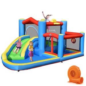 Costway Inflatable Kids Water Slide Outdoor Indoor Slide Splash Pool with 550W Blower - 1 of 4