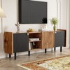 61.81 Inch Brown TV Stand with 3 Cabinets Media Console Table for TVs up to 70 Inches and Living room Bedroom - 3 of 4