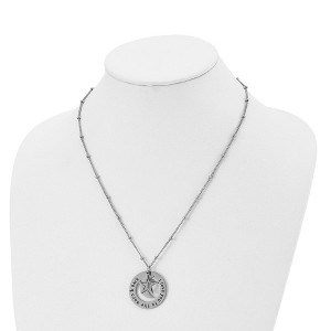 Chisel Stainless Steel Enameled I LOVE YOU TO THE MOON & BACK with Moon and Star Pendant on a 20" Beaded Chain Necklace - 1 of 4