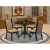 HomeStock 5-Piece Round Black Finish Solid Wood Top Dining Table with 4 Parson Chair - 2 of 4