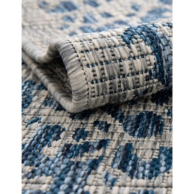 Elysian Blue 7' x 10' Flat Woven Synthetic Outdoor Rug
