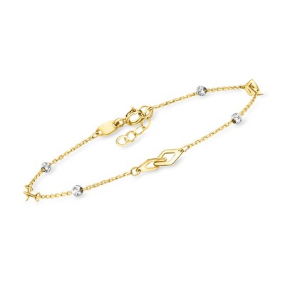 Ross-Simons 10kt 2-Tone Gold Bead Station Bracelet Size 6.5