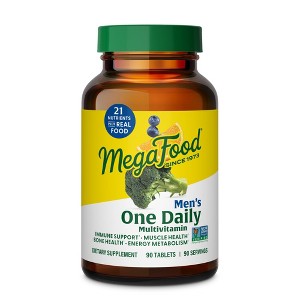 MegaFood Men's One Daily Multivitamin- w/ Zinc, Selenium, Vitamin B12, Vitamin B6 & Vitamin D - Immunity, Muslce & Bone Health, Vegetarian, 90 Tabs. - 1 of 4