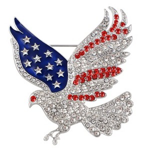Anna-Kaci Crystal Rhinestone 4th of July American USA Flag Patriotic Pin Brooch - 1 of 4