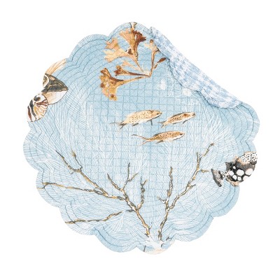 C&F Home Meraki Island Round Quilted Reversible Blue Coastal Placemat Set of 6