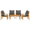 vidaXL 5 Piece Patio Lounge Set - Solid Acacia Wood Outdoor Furniture with Cushions - Scandinavian Style - 3 of 4