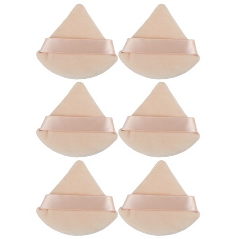 Unique Bargains Soft Triangle Puff Loose Powder Blender Beauty Makeup Tool Short Plush Beige 6 Pcs