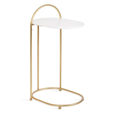 Kate and Laurel Caplan Capsule MDF C Table, 20x13.75x32.75, White and Gold