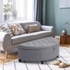 HOMCOM Half Moon Modern Luxurious Polyester Fabric Storage Ottoman Bench with Legs Lift Lid Thick Sponge Pad for Living Room, Entryway, Bedroom, Gray - 2 of 4