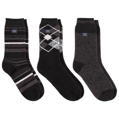 Always Warm by Heat Holders Men's Warm 3pk Crew Socks - Navy 7-12