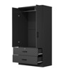 Gulches Modern Wood Black Wardrobe Closet with 2 Doors & 2 Drawers, Freestanding Armoire Storage Cabinet - 2 of 4