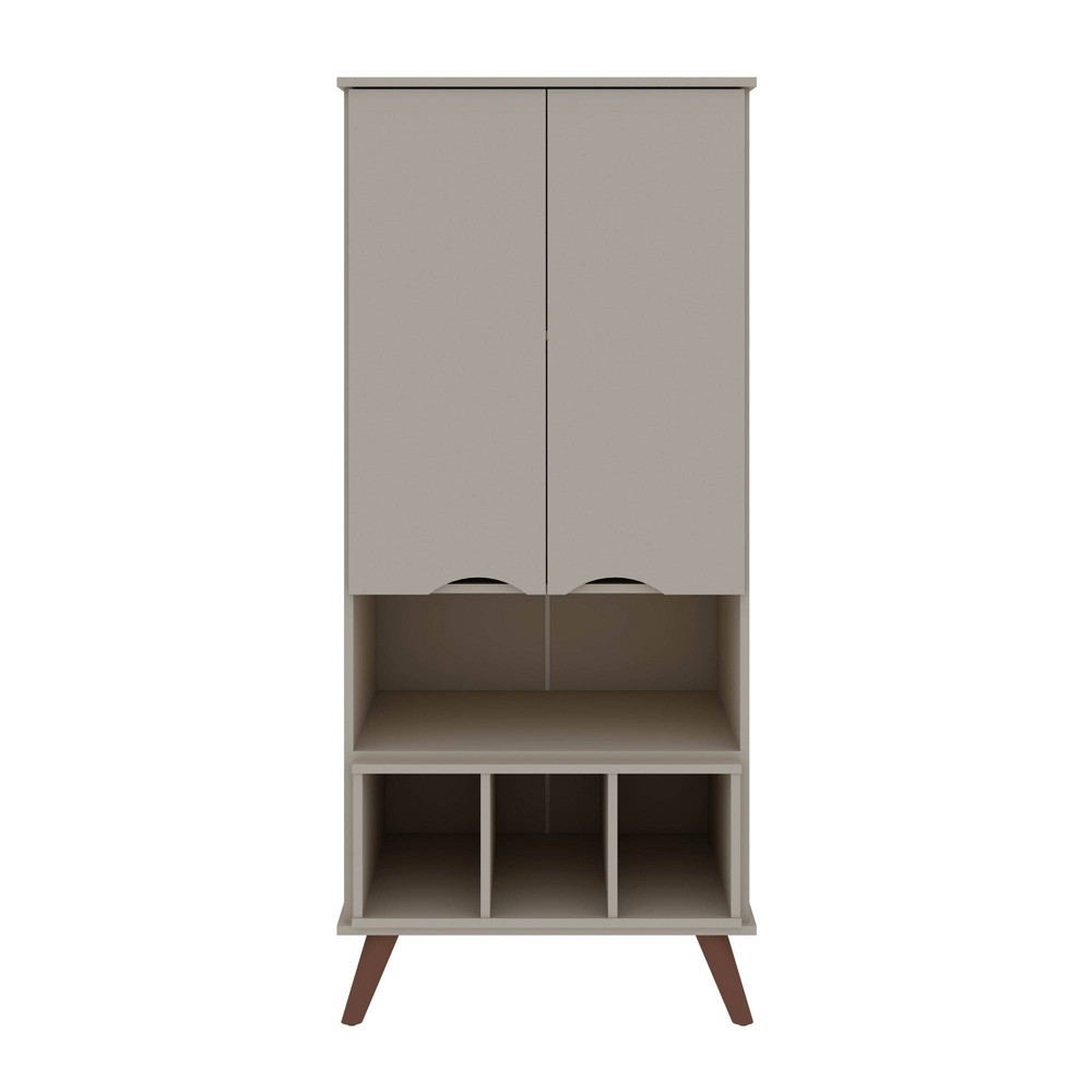 26.77" Hampton Display Cabinet Off White - Manhattan Comfort: Mid-Century Modern MDF Storage