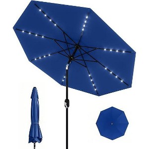 Solar Patio Umbrella, 8 Ribs Outdoor Tilt Market Table Umbrella for Pool, Deck, Backyard - 1 of 4