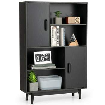 Costway Sideboard Storage Cabinet Bookshelf Cupboard w/Door Shelf Black / White / Espresso