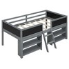 TIRAMISUBEST Twin Size Low Loft Bed with 2 Movable Shelves and Ladder, Wooden Loft Bedframe with Decorative Guardrail Chalkboard - 4 of 4