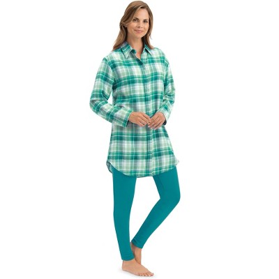 Collections Etc Lurex Plaid Flannel Tunic & Leggings 2-Piece Set