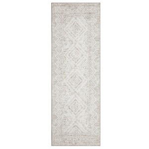 Modern Washable Geometric Rug – Ultra-Soft Distressed Accent Carpet with Non-Slip Backing - 1 of 4
