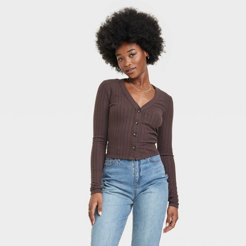 Women's Cozy Cardigan - Universal Thread™ Brown M