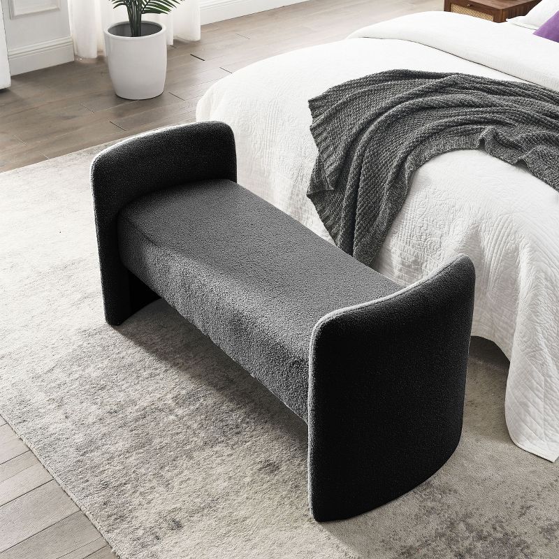 Donna 52" Large Storage Ottoman Upholstered Teddy Bench With Solid wood legs-Maison Boucle, 3 of 8
