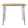 Modern Outdoor Industrial Rectangular Counter Height  Dining Bar Table,Patio Bistro Porch Teak Finished Table with Hairpin Legs-Cuddlewood - image 3 of 4