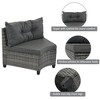 Nertpow 8-Piece Outdoor Half-Moon Wicker Sectional Sofa Set with Coffee Table, All-Weather PE Rattan Patio Furniture, Gray with Movable Cushions - 4 of 4