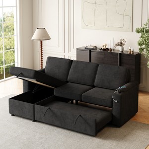GDFStudio Sheila Multi-Functional 85.8" Fabric Convertible Sofa Bed with Storage - 1 of 4