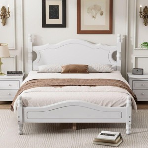 Streamdale Full Size Wood Platform Bed Frame,Retro Style Platform Bed with Wooden Slat Support,White - 1 of 4