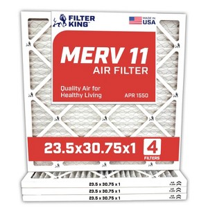 Filter King 23.5x30.75x1 Air Filter | 4-PACK | MERV 11 HVAC Pleated A/C Furnace Filters | MADE IN USA | Actual Size: 23.5 x 30.75 x .75" - 1 of 4