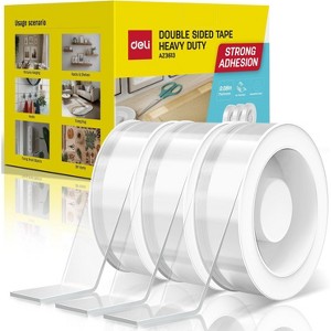 Deli Double Sided Tape Heavy Duty, Nano Tape, Double Sided Mounting Tape, Clear Adhesive Tape for Hanging Picture, Photo Deco. - 1 of 4