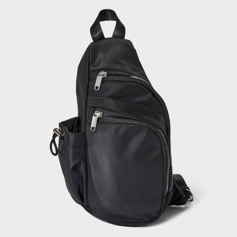 Wild Fable Flap Sling Crossbody Bag - Wild Fable™ Black: Adjustable Strap, Lightweight, Woven Material