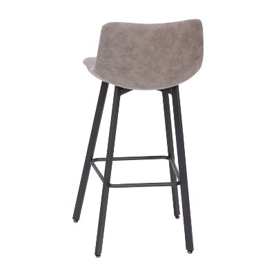 Caleb Adjustable Gray Leather and Metal Bar Stools, Set of 2