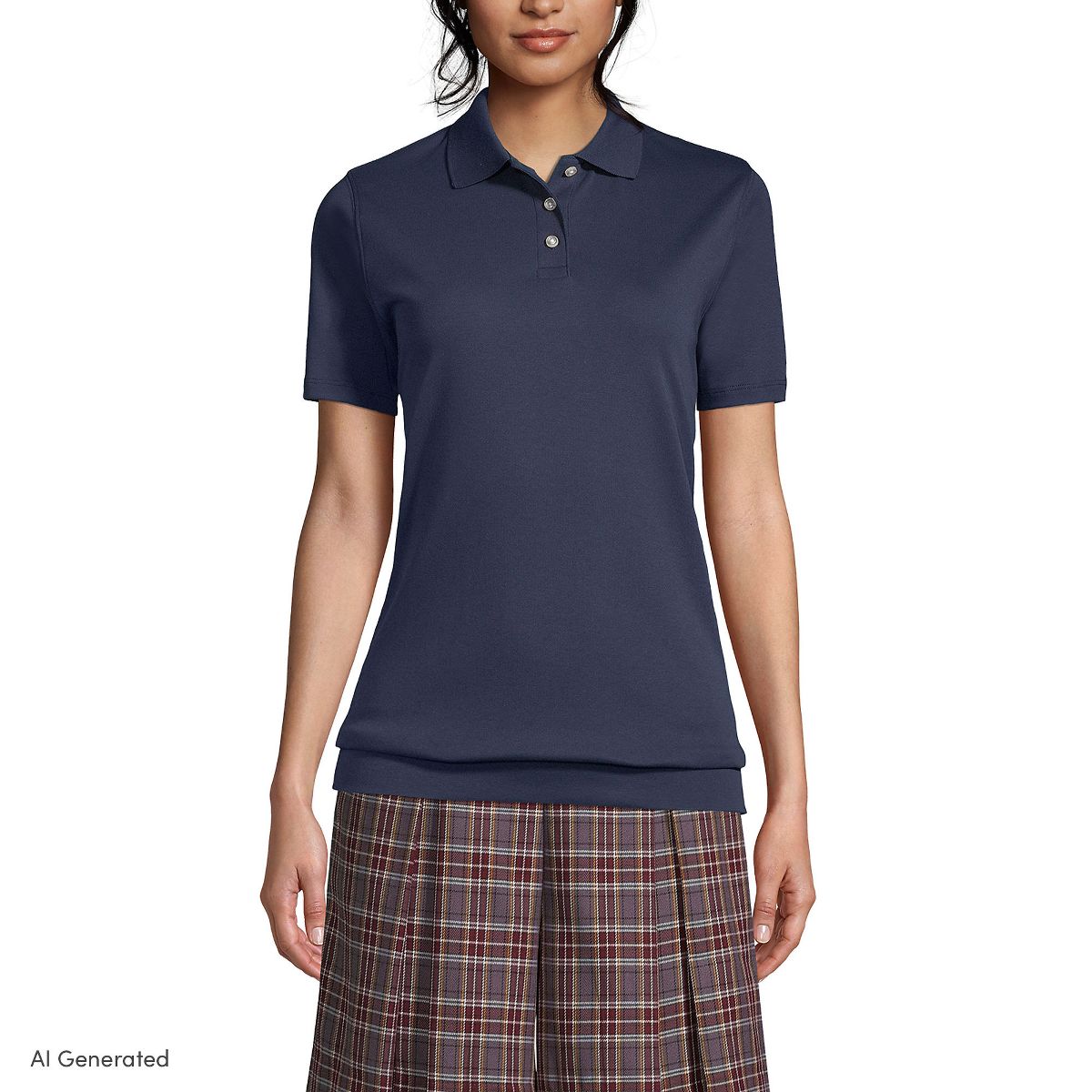 Lands' End Women's Short Sleeve Banded Bottom Polo Shirt