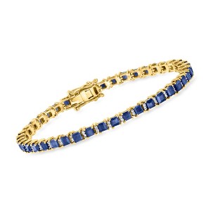 Ross-Simons 10.00-12.00 ct. t.w. Sapphire and .48 ct. t.w. Diamond Tennis Bracelet in 18kt Gold Over Sterling - 1 of 3